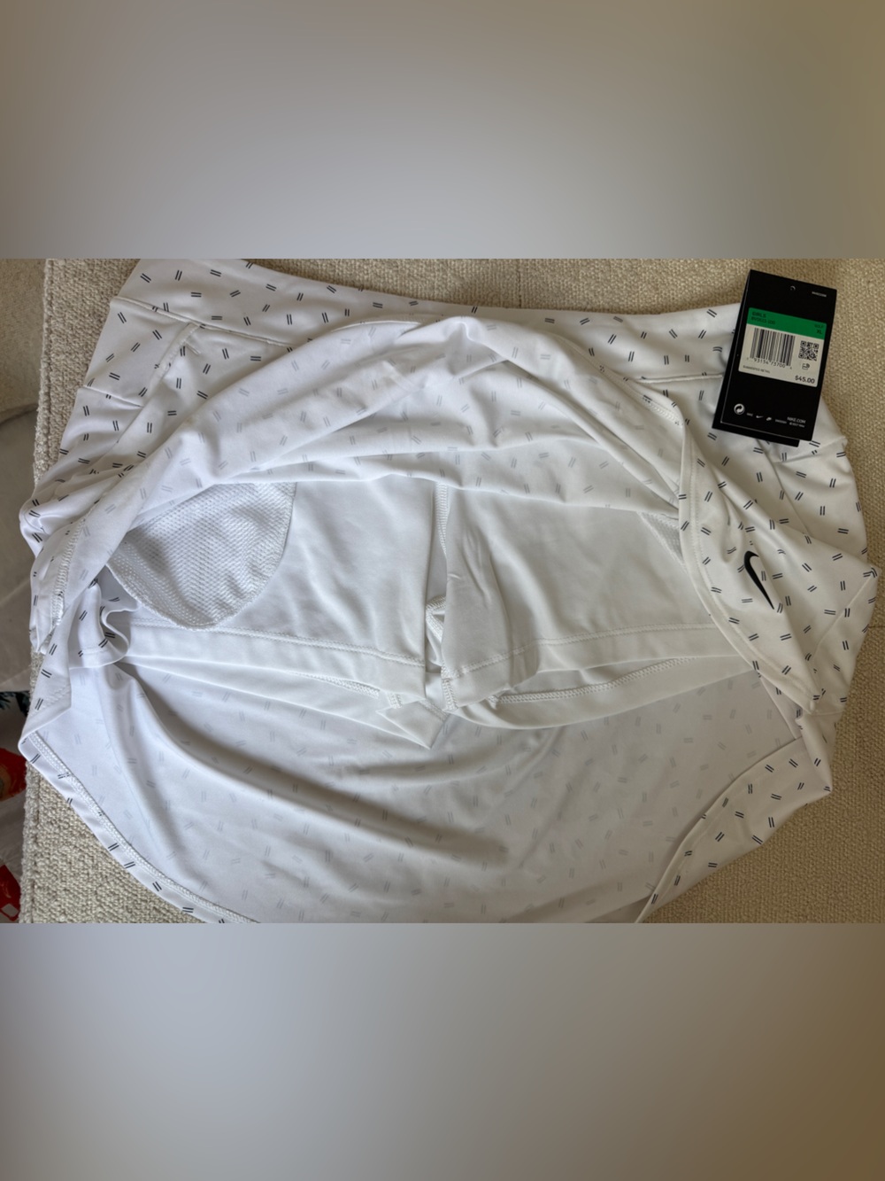Nike Girls White Dri-FIT Athletic Skirt with Black Micro Print XL - Picture 2 of 4